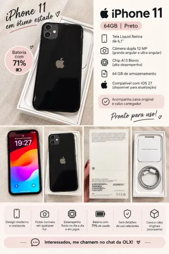 iPhone 11 64BG Preto - em ótimo estado