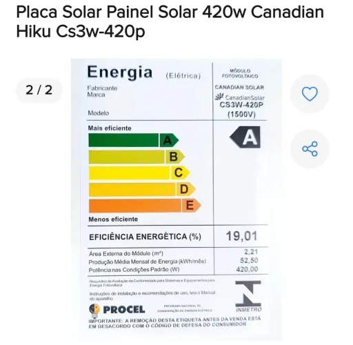 Painel solar 420w Canadian Hilux Cs3w-420p