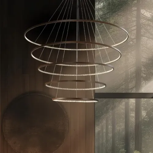 [NOVO] Lustre Pendente 5 Anéis LED Milano Hevvy Coffee (Luxo)