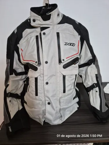 Jaqueta motociclista X11 Travel 2 Long Parka Special Tour - tamanho L - branco e cinza