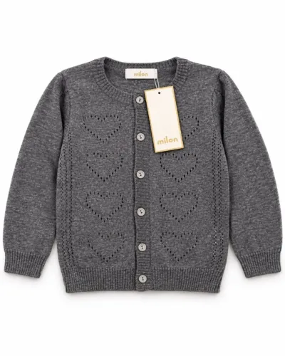 cardigan infantil milon tricô cinza 1 ano