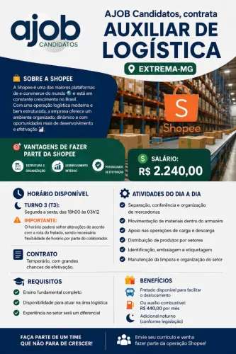 AUXILIAR DE LOGÍSTICA/ EXTREMA-MG