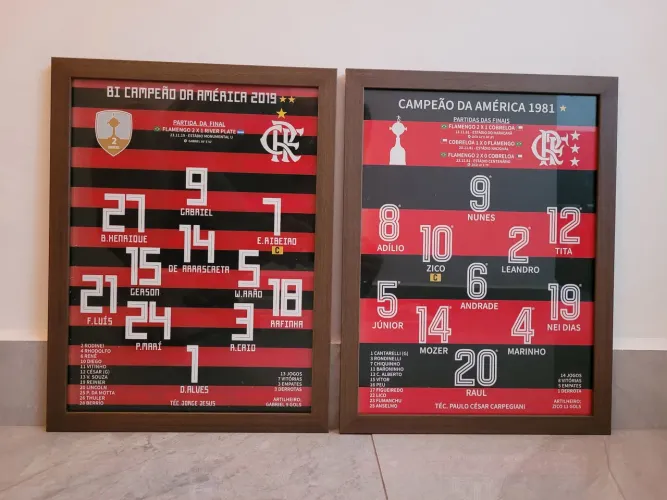 2 Quadros Flamengo - Campeão da Libertadores 1981 e 2019