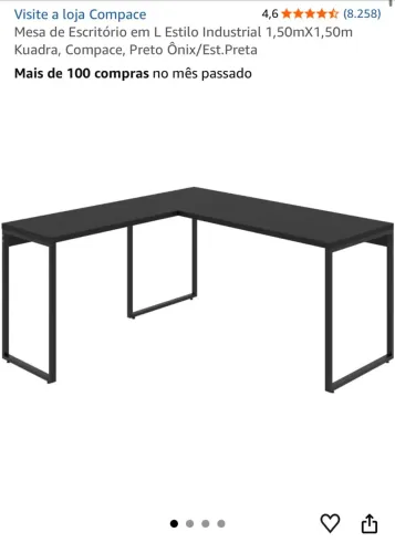 VENDO MESA DE ESCRITÓRIO EM L - PRETA