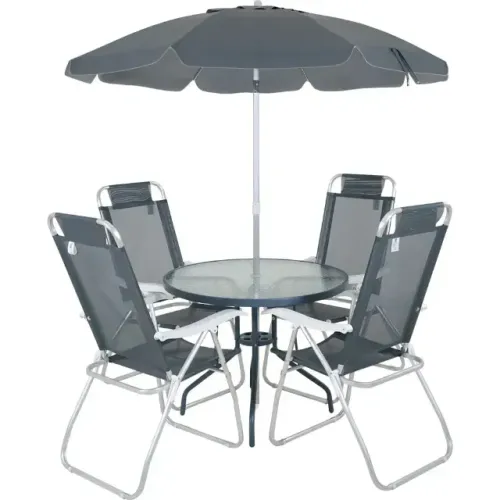 Conjunto de mesa de Jardim + Cadeiras + Ombrellone