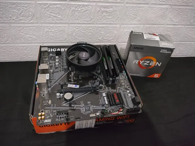 Kit Upgrade Ryzen 4600G + B550M K Gigabye, 2x4gb DDR4 2666mhz Maxsun Entrega grátis 