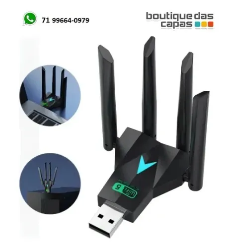 Mini Adaptador Wireless Kp-aw164 Wi-fi Usb 867mbps 4 ANTENAS p notebook e computador PC
