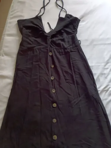 Vestido longo preto Tam M (fenda, transpassado e decote)