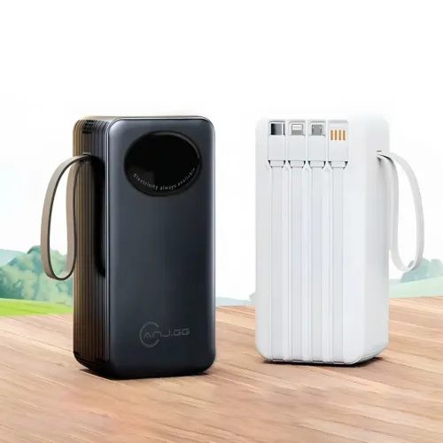 Power Bank Portátil 30.000mAh com 4 Cabos Integrados