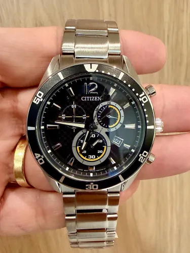Citizen Eco-Drive Chronograph VO10-6742F Preto e Amarelo Original