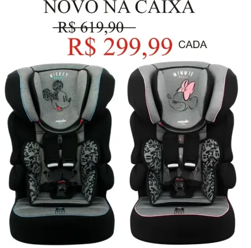 Cadeirinha Carro Infantil 9kg a 36kg Minnie E Mickey Mouse L6 - Team Tex