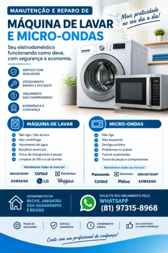 MANUTENÇÃO DE MÁQUINA DE LAVAR E MICRO-ONDAS
