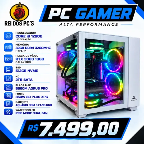 PC GAMER i9 12900 RTX 3080 32GB DDR4 FONTE 850W