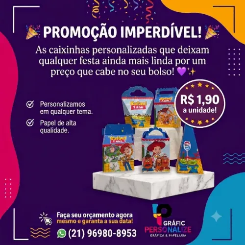 Kit caixinhas personalizadas para festas aniversário
