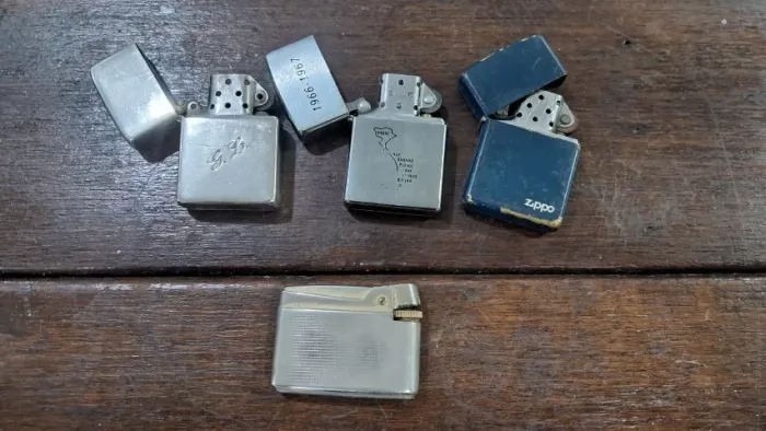 Lote Isqueiros Coleção - 3 Zippos Originais (Usa) + 1 Crown Japonês Anos 60