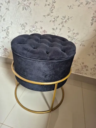 Puff redondo veludo preto