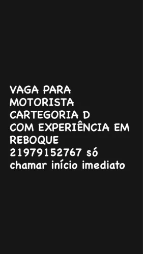 MOTORISTA DE REBOQUE CARTEIRA D