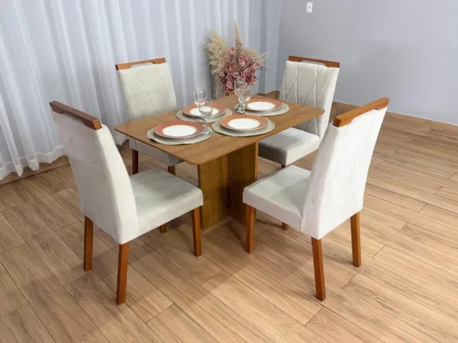 Mesa de Jantar Salinas 1.20×0.80 s/Vidro c/4 Cadeiras Entrega Rápida