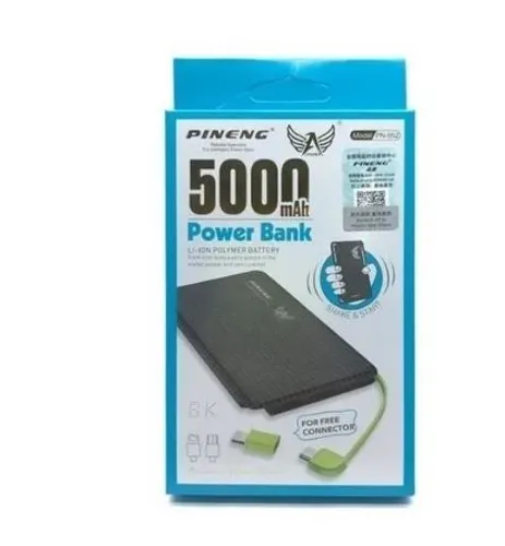 Carregador Portátil Pineng 5.000mah Power Bank com Cabo usb e Adaptador para iPhone
