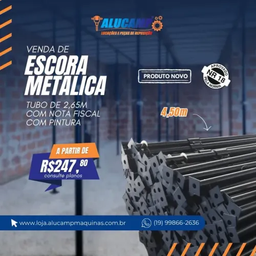 Vendas Escoras Metálicas novas 4,5 metros