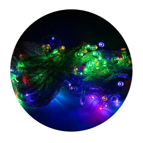 Led Pisca Cordão 10 Metros 100 Lampadas Formato Gota Fio Cor Colorido Tomada Luze Natal