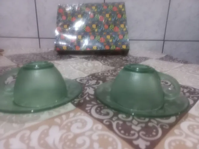 Xicara de café em Vidro Verde - 2 peças