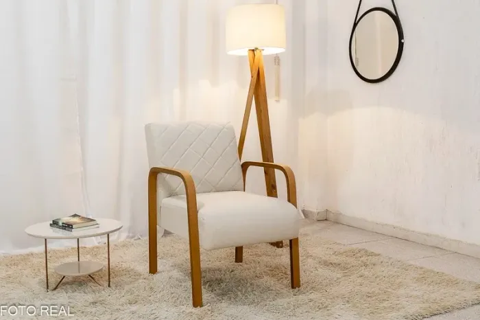 Poltrona Decorativa Viena Linho Bege rf54