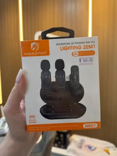 Microfone Sem Fio 2 em 1 para Celular - Lighting MK07