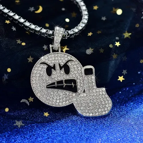 Corrente riviera ice + pingente emoji cravejado