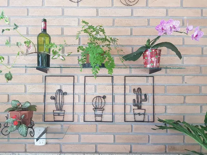 quadro decorativo de ferro "cactos"