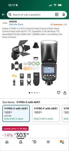 Godox V1PRO-S V1Pro S Round Head Camera Flash