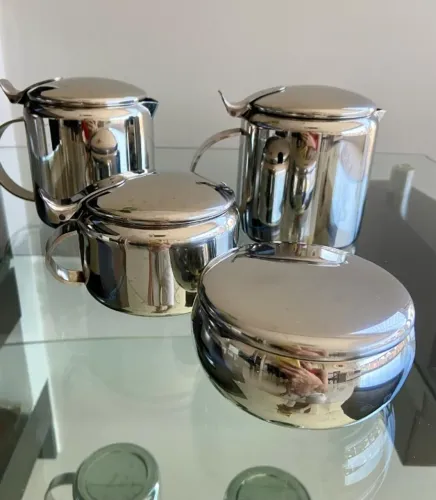 conjunto chá e café - 4 peças aço inox 