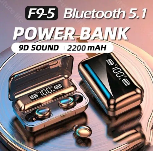 Fones de Ouvido Bluetooth 5.1 com Power Bank - 2200 mAh