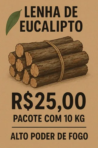 Lenha de Eucalipto - Pacote com 10kg