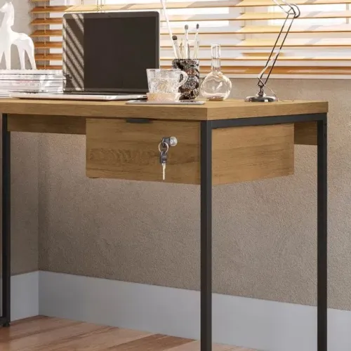 Gaveteiro De Mesa Kappesberg com Chave Industrial Freijó