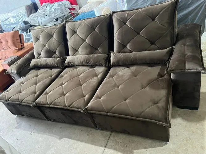 Sofá retrátil Marrom Acolchoado