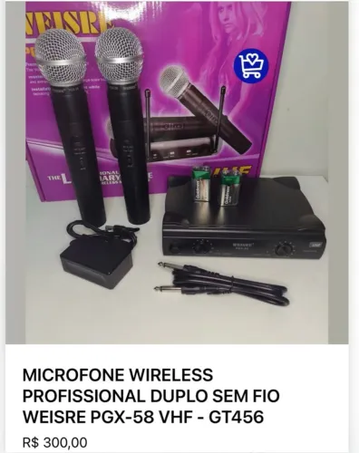 Microfone Wireless Profissional Duplo WeISRE PGX-58 VHF