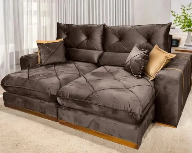 SOFÁ RETRATIL RECLINAVEL 2,50 ESPUMA D33 MOLAS ENSACADA 