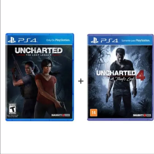 Uncharted: The Lost Legacy + Uncharted 4 - PS4 - NOVO, SEM ARRANHÃO
