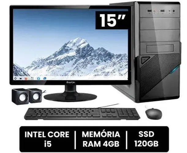 Computador Completo 15'' - Intel Core i5 - SSD 120GB - 4GB RAM