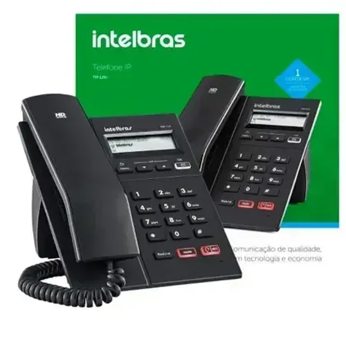  Telefone IP com fio modelo TIP 125i Intelbras com tela LCD