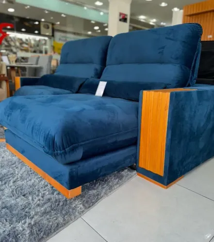 Sofá Retrátil 3 Lugares Azul