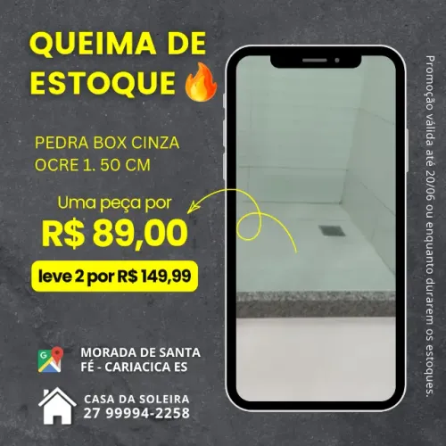 Pedra Box Escadinha 1,50X6 granito cinza ocre * INGRID 