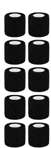 Bandagem elástica adesiva preta kit com 10