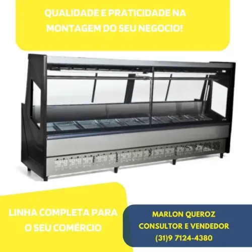 Balcão de Açougue 3 metros Preto Polar 220v