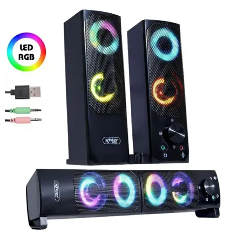 Caixa de Som Soundbar Gamer Pc Notebook TV com Iluminação RGB