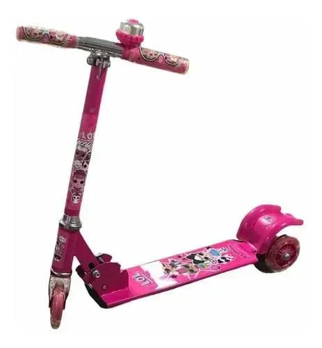 R$99.99 patinete infantil lol rosa 3rodas com buzina novo 0km