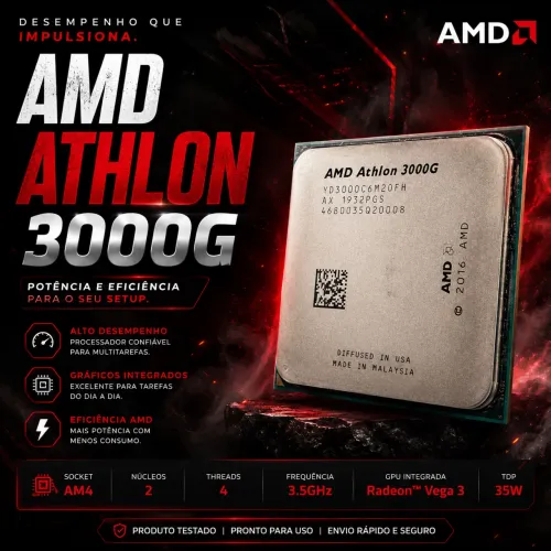 Processador AMD Athlon 3000G 3.5GHz AM4 ? 2 Núcleos / 4 Threads