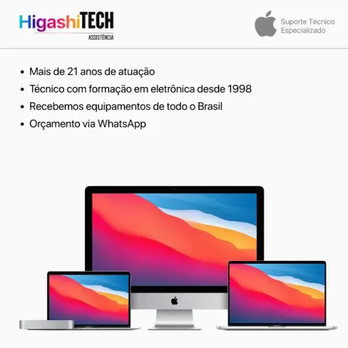 Assistência Apple MacBook, iMac +de 21 anos de atuação. Atendemos todo Brasil