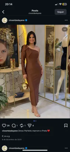 ? Vestido midi marrom - Tamanho M